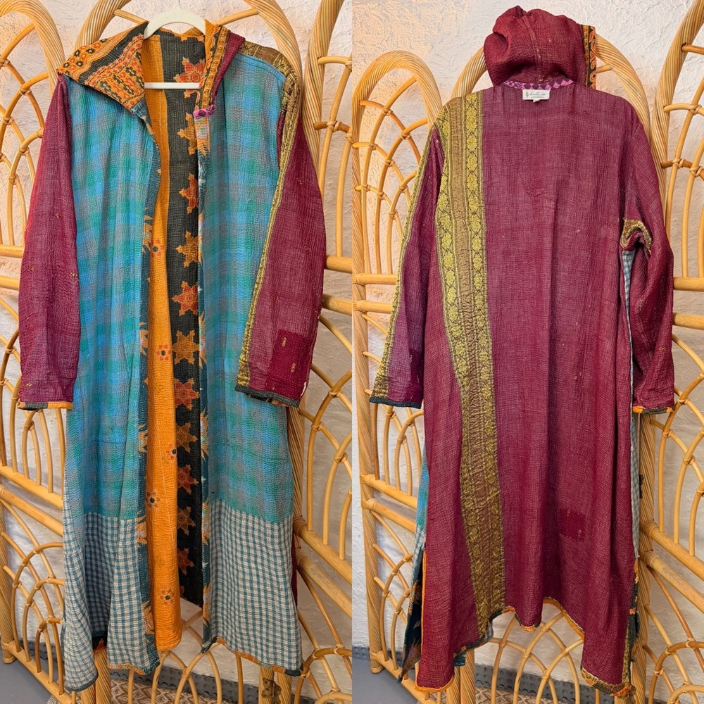 Kantha Bae Rising Sun hooded duster coat - Picture 2 of 9